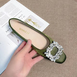 Office Lady Shoes Women Flats Spring Summer Elegant Single Black Pink Green MartLion Green 9 