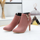 Winter Wine Red Pink Women Ankle Boots Lady Party Shoes High Heel MartLion Pink 11.5 