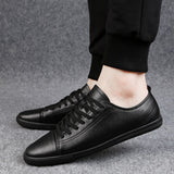 Men's Leather Shoes Hollow Out Sneakers Casual Footwear Lace Up Mart Lion   