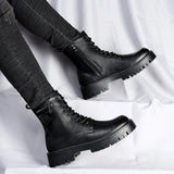 Men's English Style Thick Sole Design Men Boots  Layer Leather Casual Boots