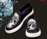 Men's Casual Shoes Spring High End Street Style Trend Skulls Print Flat Skateboard Party Slip-on Loafers Mart Lion   