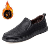 Golden Sapling Men's Loafers Leather Flats Classics Driving Shoes Platform Footwear Casual MartLion Black for Winter 44 