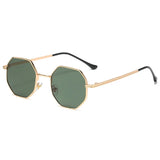 Square Design Sunglasses Woman Vintage Retro Small Frame Luxury Polygon Glasses MartLion DK-green As Show 