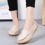 Genuine Leather Shoes Woman Soft Boat Flats Ladies Loafers Non-Slip Sturdy Sole MartLion   