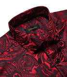 Luxury Men's Long Sleeve Shirts Red Green Blue Paisley Wedding Prom Party Casual Social Shirts Blouse Slim Fit Men's Clothing MartLion   