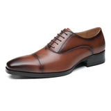 Oxford Shoes Men's Luxury Genuine Leather Wedding Classic Square Toe Dress Mart Lion Brown 39 