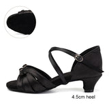 Children's Dance Shoes for Girls Kids Women Latin Sandals Ladies Ballroom Modern Tango Salsa Practice Low Heels MartLion 4.5cm Black 24 (17cm) CHINA