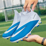 Men's football boots high top football shoes children's anti slip grass training football ultra light large sports MartLion   