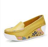 Women's shoes summer shake out Single The nurse's white and platform Breathable hollow MartLion 351  yellow 38 