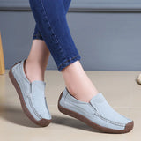 Spring Autumn Women Moccasins Suede Leather Flats Square Toe Slip-on Shoes Fall Casual Apricot Loafers Lady MartLion   