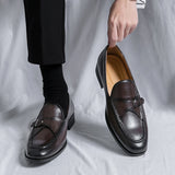 Slip On Dress Shoes Men's Elegant Split Leather Buckle Formal Mart Lion   