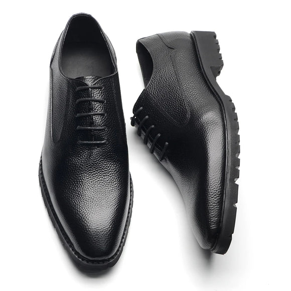 Genuine Leather Oxford Formal Shoes Lychee Pattern Full Grain Natural Cowhide Litchi Winter Lace-up Office Dress MartLion   