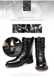 Men's Leather Motorcycle Boots Military Combat Gothic Skull Punk Tactical Basic Mid-calf Work Shoes Mart Lion   