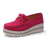 Spring Women Flats Shoes Platform Sneakers Slip On Flats Leather Suede Ladies Loafers Casual loafers MartLion RED 1 40 