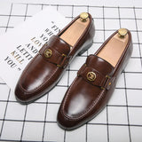 Men's Casual Shoes Autumn Leather Loafers Office Driving Moccasins Slip on Party MartLion Brown 6 