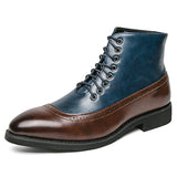 Men's Chelsea Boots Handmade Leather Patchwork Dress Ankle Footwear Mart Lion Blue 38 
