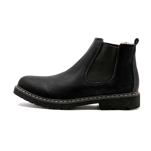  Chelsea Boots Men's Winter Shoes Black Split Leather Footwear Warm Plush Fur Winter Zapatos Hombre MartLion - Mart Lion