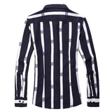 Men Long Sleeve Stripe Shirts  Korean Clothing Streetwear Lapel Male Business Casual Cotton Social Tops MartLion   