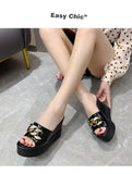 Chain High Heels Slippers Women Wedding Shoes Summer White Black Platform Wedges Slides Ladies Beach Slippers MartLion