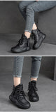 Boots Female Casual Natural Leather Women Winter Plush Flats Leisure Shoes MartLion   