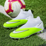 Men's Football Boots TF FG Soccer Field Shoes Breathable Cleats Training Non-slip Footwear Sport Wear-Resistant MartLion green 45 