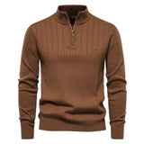 Zipper Mock Neck Pullover Sweaters for Men Warm Winter Cotton Knitted Men's Sweaters MartLion   