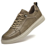 Spring Outdoor Sneakers Shoes Genuine Leather Casual Men's Oxford Jogging Dress MartLion Dark Khaki 45 
