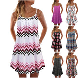 Women's Summer Casual Vest Sleeveless Bohemian Print Loose Tank Large Dress MartLion   