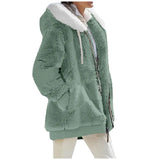 Winter Women's Coat Casual Hooded Zipper Lady Clothes Cashmere Female Fleece Jacket Solid Color Ladies Coats MartLion   