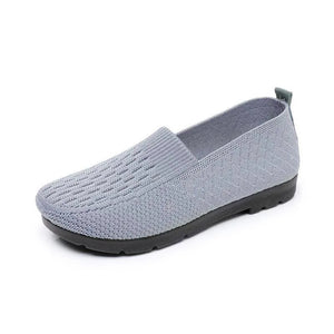 Women's mesh shallow cut flat shoes Breathable casual Mother's shoes casual MartLion G-YM33-Grey 41 