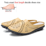 Summer Genuine Leather Slip On Flat Shoes Women Flats Breathable Casual 9 Colors Blue Black Beige Mart Lion Yellow 34 