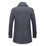 Winter Men's Slim Fit Wool Trench Coats Middle Long Outerwear Double Collar Zipper Solid Color Casusal Woolen Coats MartLion   