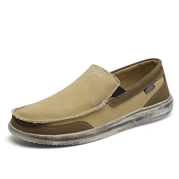 Summer Men's Canvas Boat Shoes Outdoor Lightweight Convertible Slip-On Loafer Casual Beach MartLion Khaki 48 