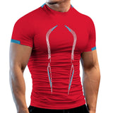 Summer Gym Shirt Sport T Shirt Men's Quick Dry Running Workout Tees Fitness Tops Short Sleeve Clothes Mart Lion red S 
