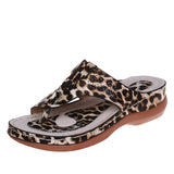 Women Sandals Summer Shoes Peep Toe Light Slippers Breathable Wedge Thick MartLion leopard print 43 