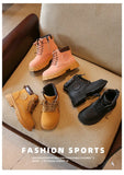 Yellow Boots for Children Breathable Suede Leather Kids Platform Ankle Casual Infantil MartLion   