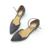 Women Buckle Strap Low Heels Pumps Pointed Toe Flock D'Orsay Heels Shoes Single Shoes Blue MartLion Gray 41 