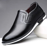 Men's Black Leather Casual Shoes Sneaker Slip-on Loafers Soft Bottom Non-slip Dad Driving Mart Lion   