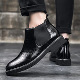 Genuine Leather Men's Chelsea Boots Inner Height Ankle Dress Masculina Mart Lion   