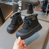Children Short Boots for Girls Winter Style Soft Bottom Anti-slippery Versatile Chic Leather Shoe MartLion