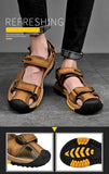 Summer Genuine Leather Men's Sandals Design Breathable Casual Shoes Soft Bottom Outdoor Beach Sandals Mart Lion   