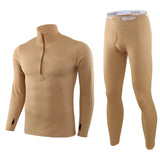 Thermal Underwear Sets Men's Winter Long sleeve Thermo Underwear Long Winter Clothes motion Thick Thermal Clothing MartLion Khaki S 