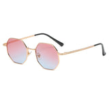 Square Design Sunglasses Woman Vintage Retro Small Frame Luxury Polygon Glasses MartLion Pink-BU As Show 