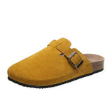 Women's Shoes Closed Toe Slippers Cow Suede Leather Clogs Sandals Retro Garden Mule Clog Slide MartLion yellow 41 