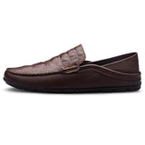 Crocodile Print Men's Moccasins Slip Loafers Flats Casual Footwear Genuine Leather Shoes Mart Lion   