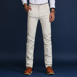 Men Classic Suit Pants Color Pencil sweatpants Mens Casual Trousers MartLion Beige 29 