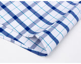 Men's Summer Casual Short Sleeve 100% Cotton Thin Oxford Shirt Single Patch Pocket Standard-fit Button-down Plaid Striped Mart Lion   