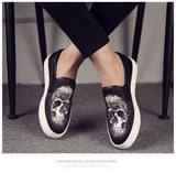 Men's Casual Shoes Spring High End Street Style Trend Skulls Print Flat Skateboard Party Slip-on Loafers Mart Lion   