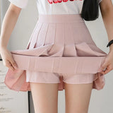 Skirt Shorts Women Waist Mini Skirt School Short Pleated Kawaii Pink Skirt Female MartLion   