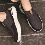 Leather Men's Casual Shoes Brown Black Slip On Sneakers Outdoor Jogging Lightweight Running Sport Mart Lion   